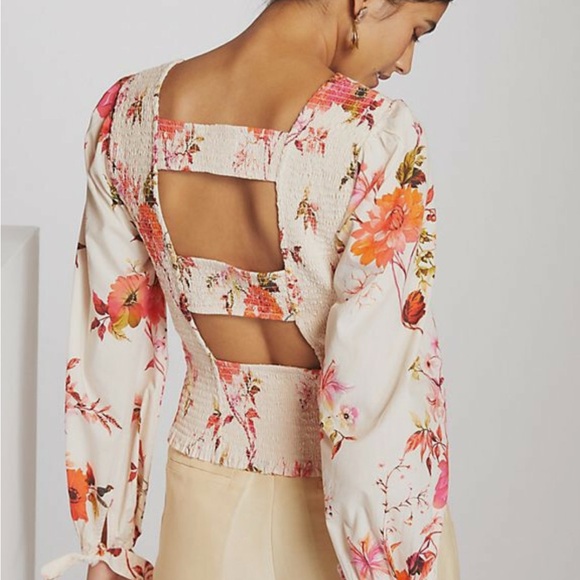Anthropologie MAEVE Floral smocked top - Picture 3 of 9
